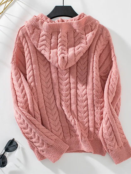 Women's Knit Button Hoodie