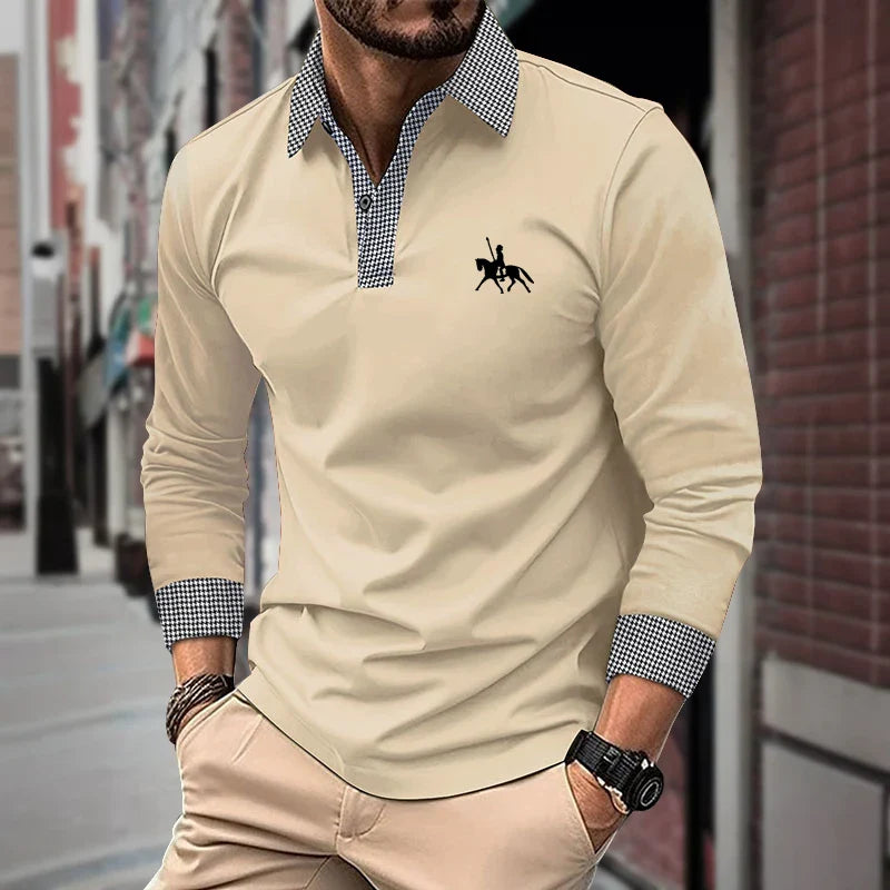 Men's Slim Fit Long Sleeve Polo Shirt