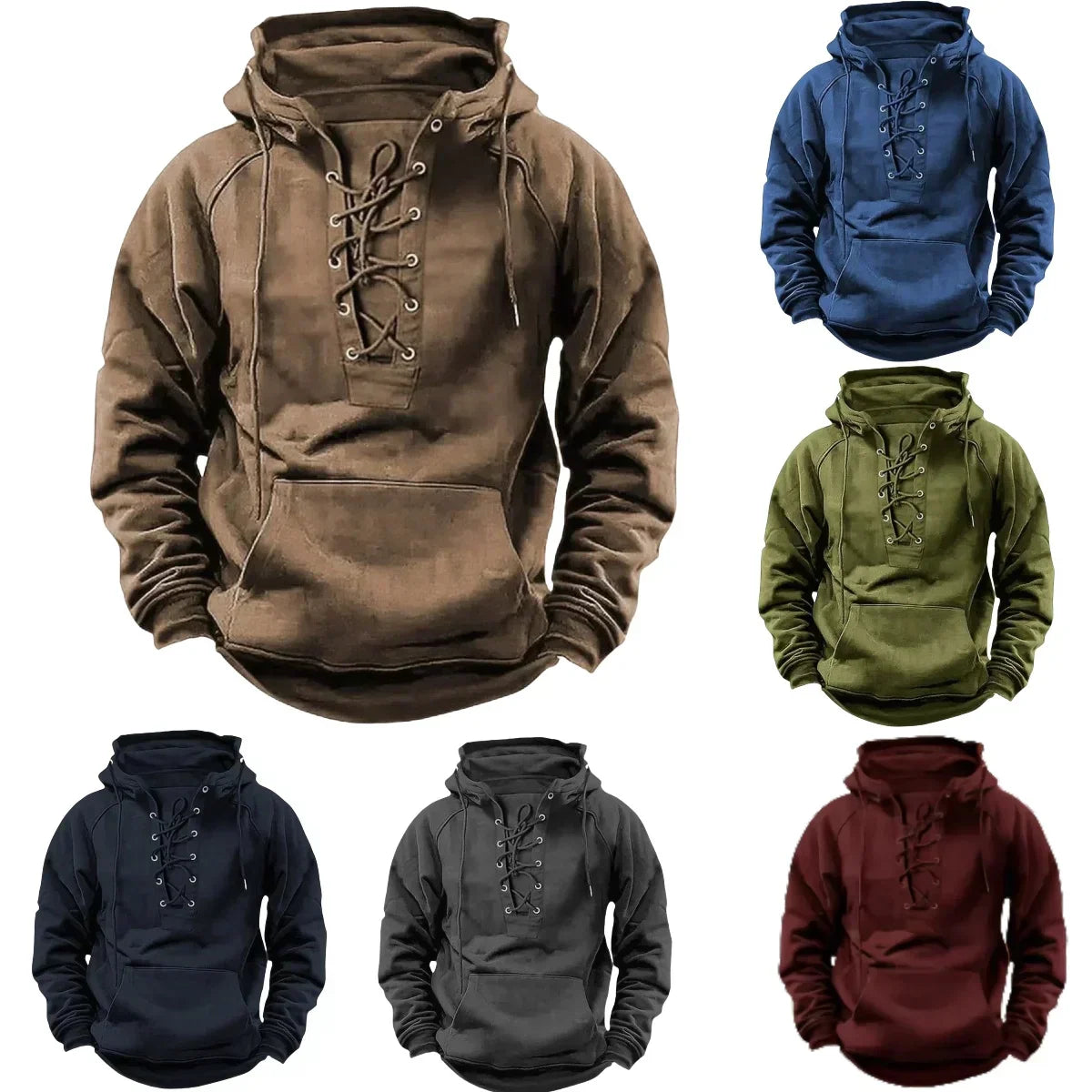 Men's Hoodie Lace Up Front Design
