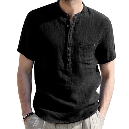 Men's Linen Henley Shirt
