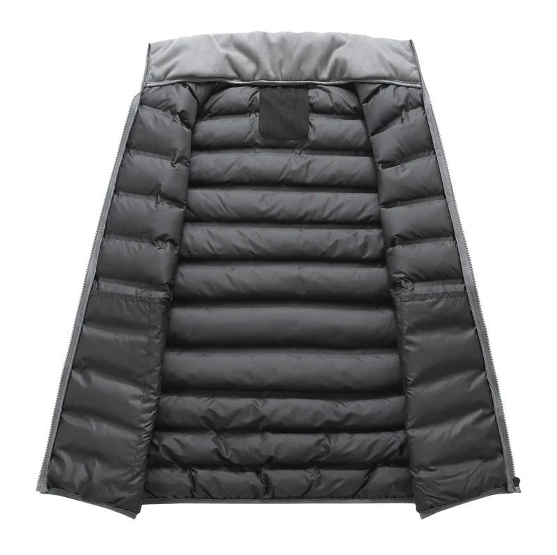 Men's Down Vest Sleeveless Zipper Padded Windproof Black