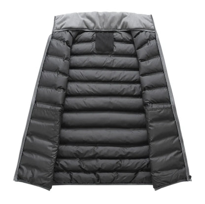 Men's Down Vest Sleeveless Zipper Padded Windproof Black
