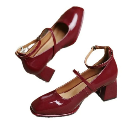 Low Heel Ankle Strap Mary Jane Shoes for Women