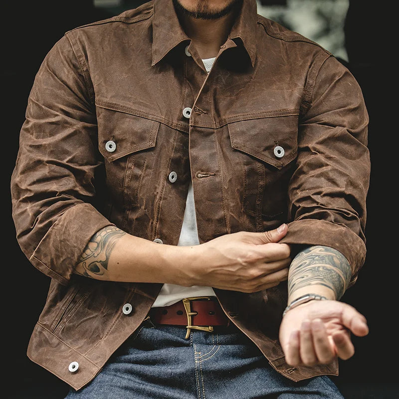 Waterproof Leather Wax Coat - VibreMode