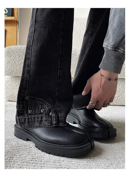 Men's Leather Tabi Loafers Black