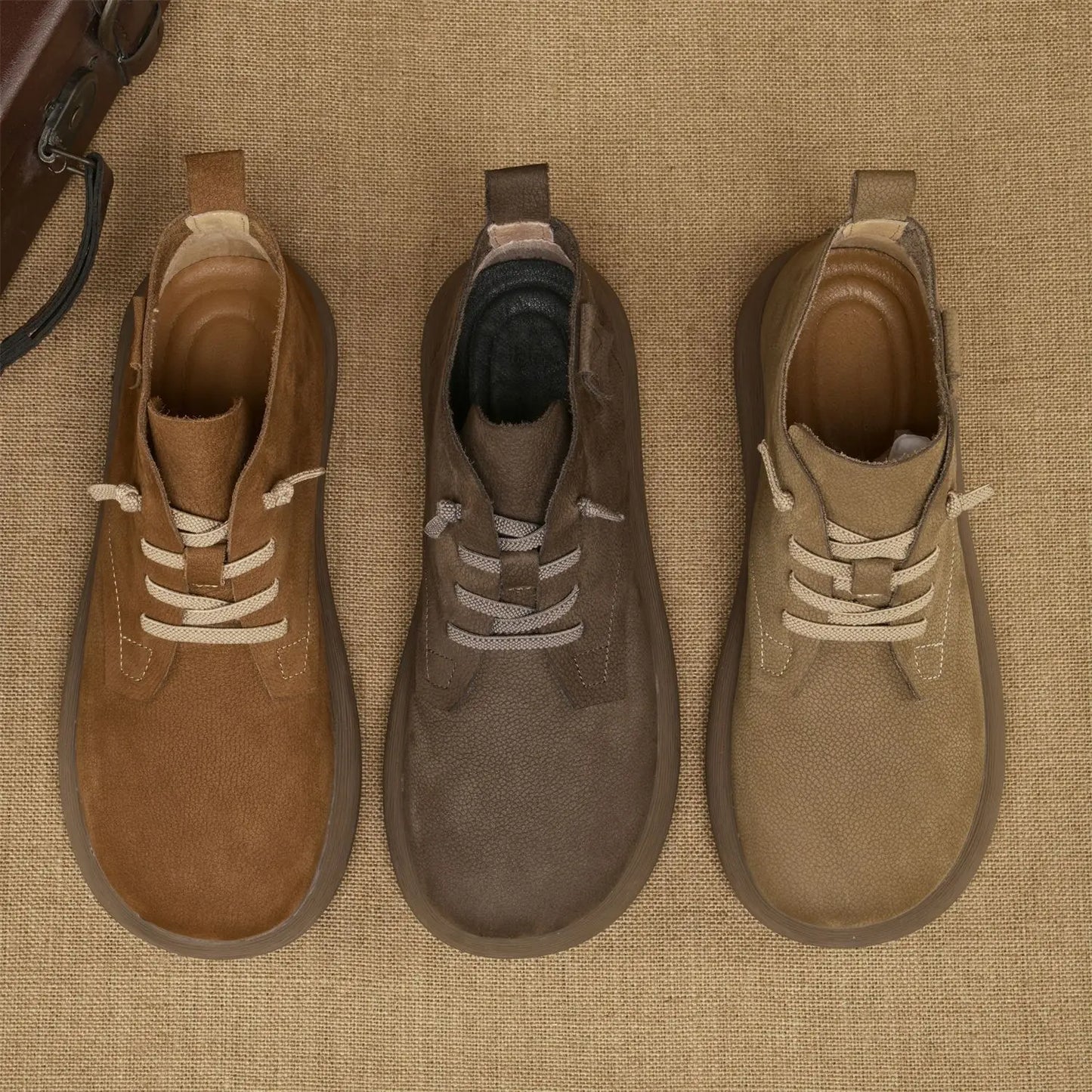 Men's Ankle Boots Soft Sole Lace-Up Brown