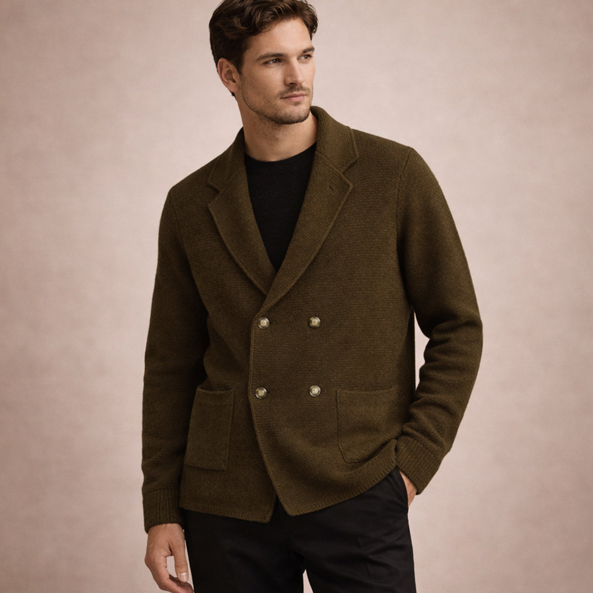 Men's Double Breasted Knit Cardigan