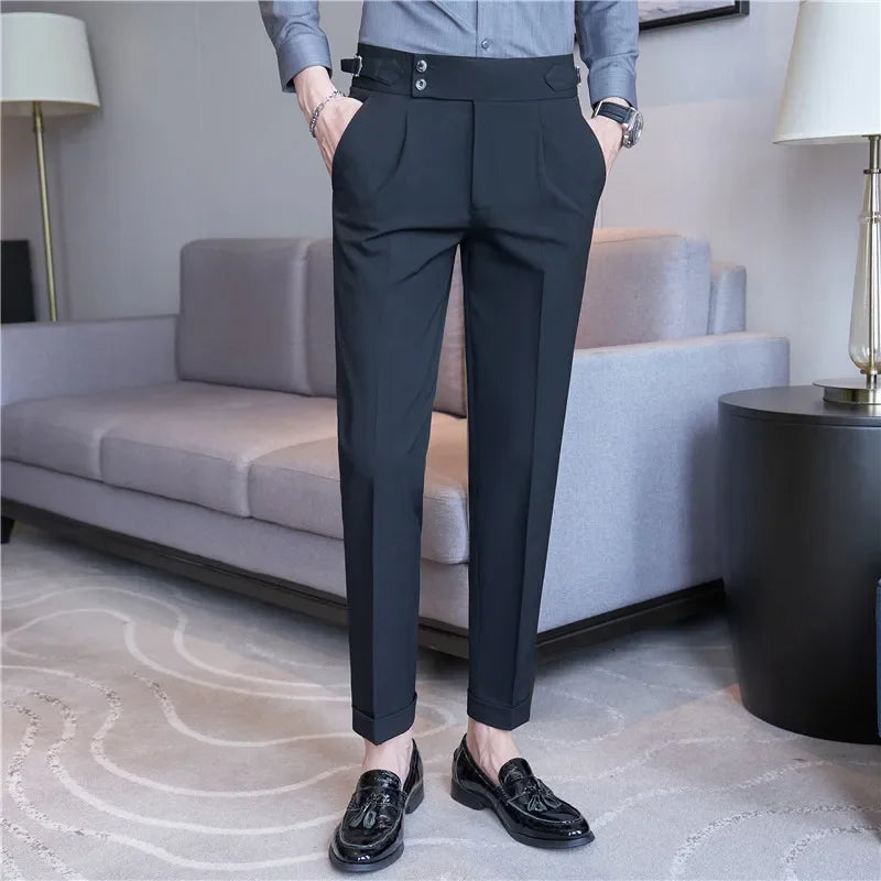 Men's Double Pleat High Waist Trousers