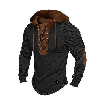 Men's Slim Fit Lace Up Hoodie Casual Comfort - VibreMode