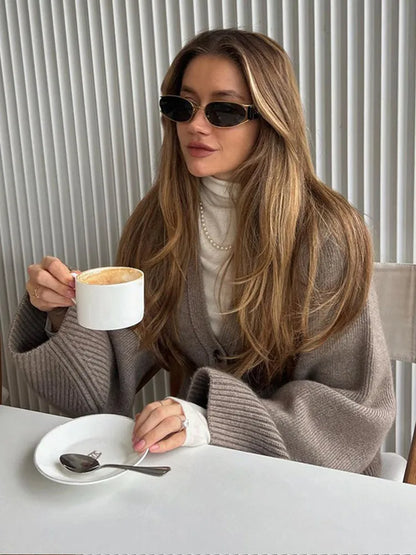 Women's V-Neck Cardigan Sweater Cozy Knit
