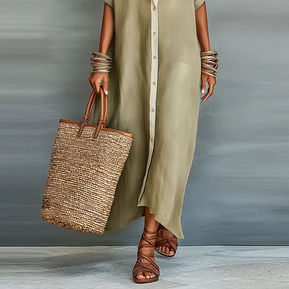 Women's Linen Sundress Long Shirt Style