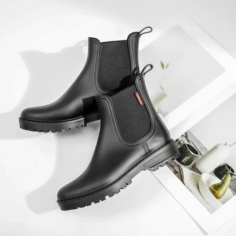 Women's Chelsea Boots Waterproof Rubber Sole Black