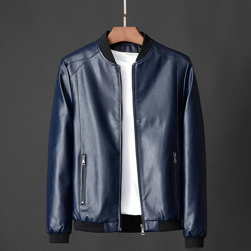 Faux Leather Bomber Jacket