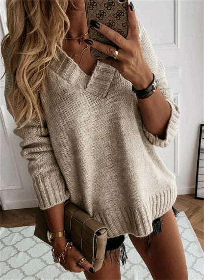 Women's Soft V-Neck Knit Sweater