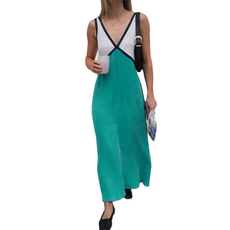 Fashionable Crew Neck Multicolor Dress