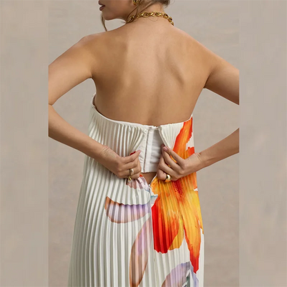 Women's Pleated Maxi Floral Dress