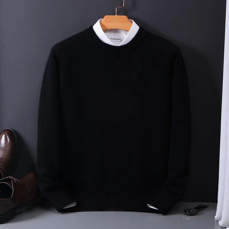 Men's Crew Neck Sweater Long Sleeves Ribbed Trim