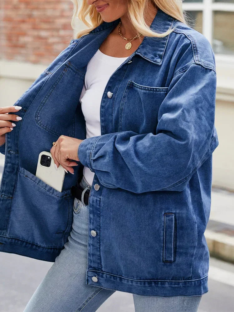 Women's Denim Jacket Oversized Blue Casual