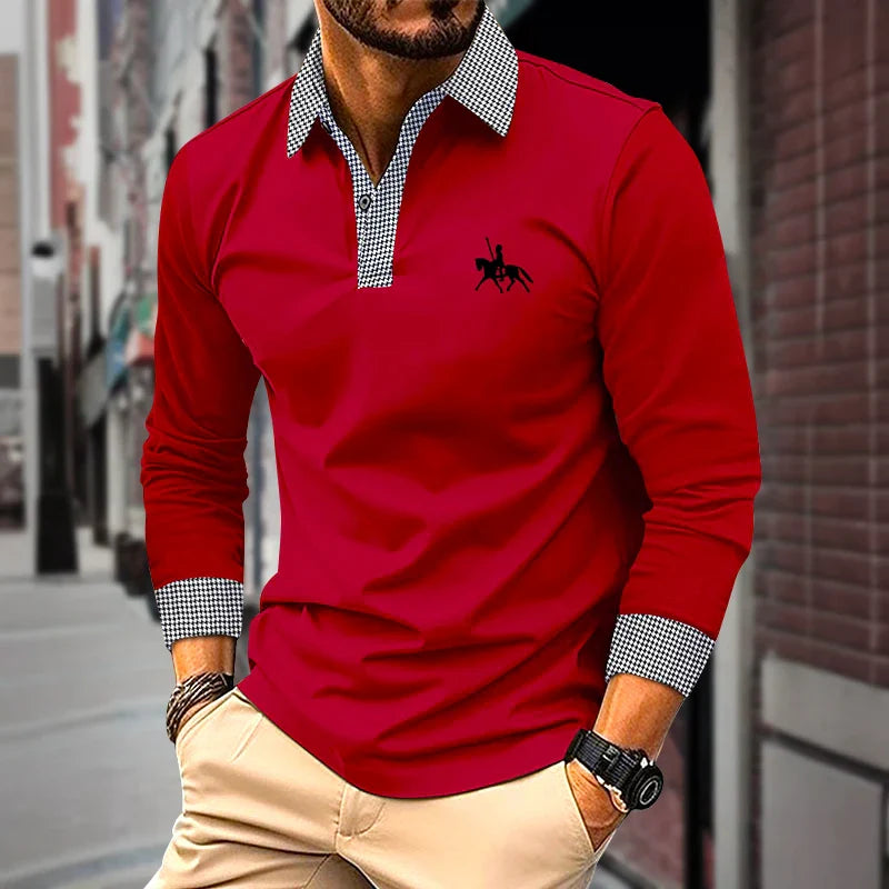 Men's Slim Fit Long Sleeve Polo Shirt