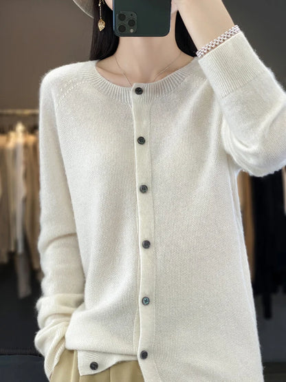 Women's Knitted Cardigan Round Neck