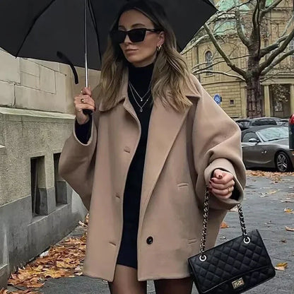 Women's Oversized Winter Coat Long Sleeve Button Front Jacket - VibreMode