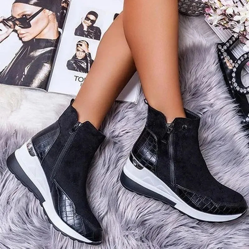 Women's Ankle Boots Platform Sole Side Zip