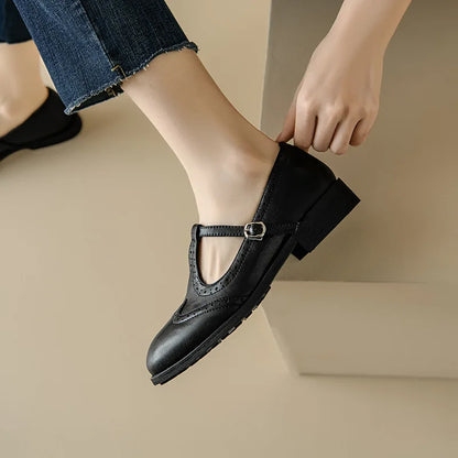 Women's Mary Jane Shoes Low Block Heel Buckle