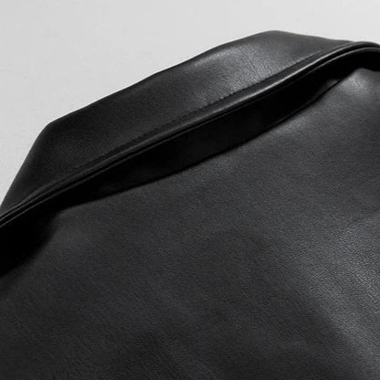 Men's Leather Bomber Jacket Oversized