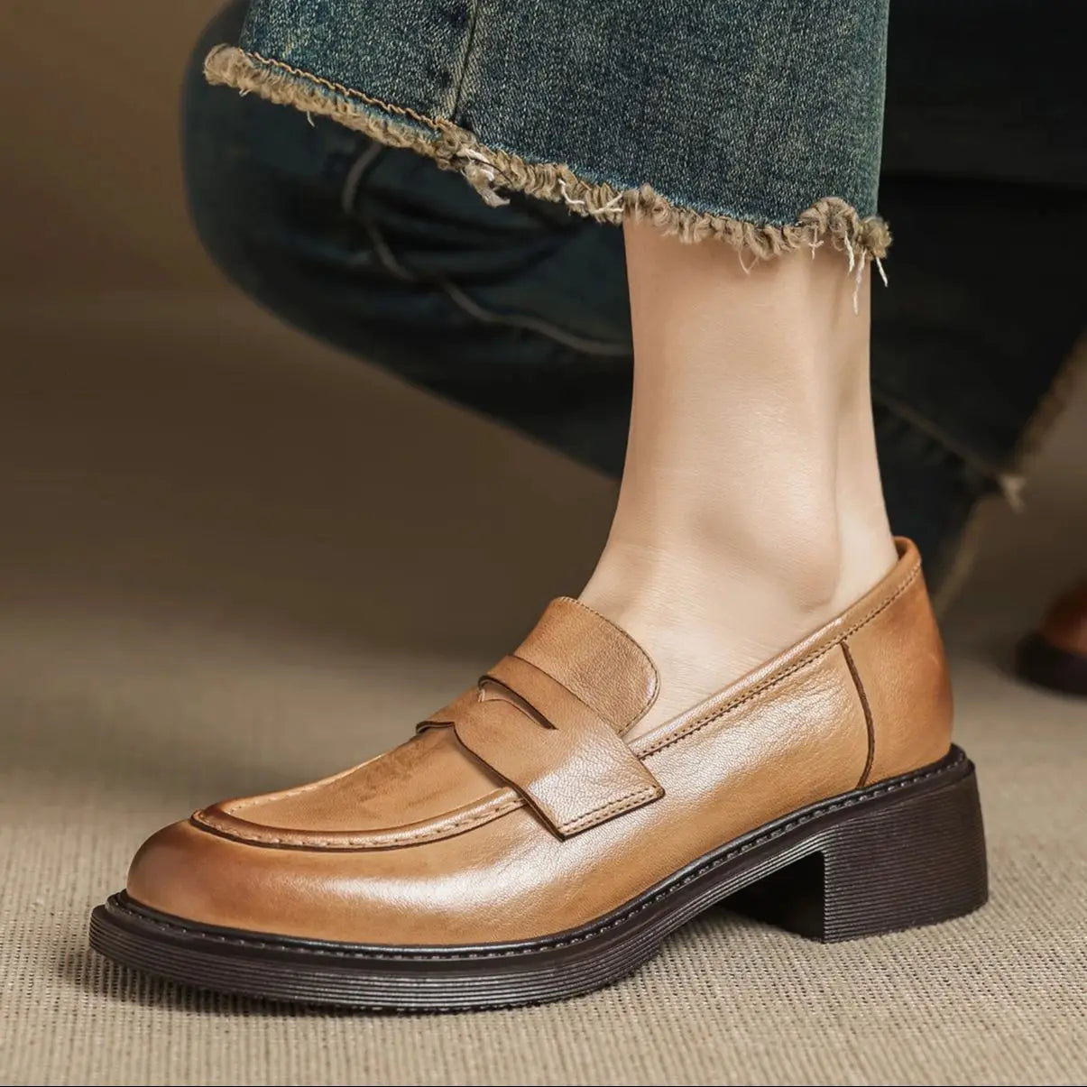 Timeless Ladies Genuine Leather Strap Shoes