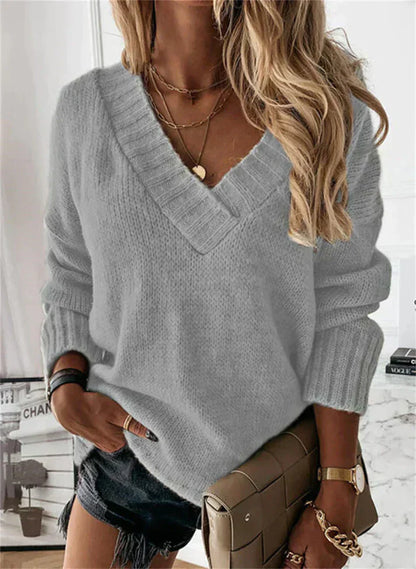 Women's Soft V-Neck Knit Sweater