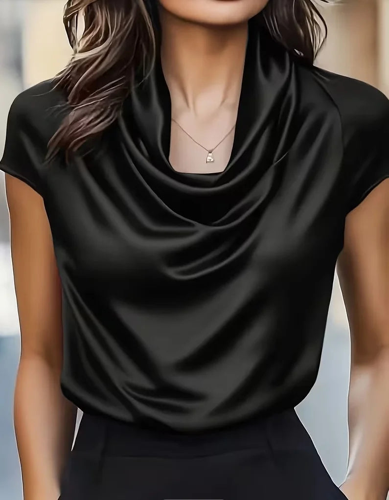Women's Satin Cowl Neck Shirt
