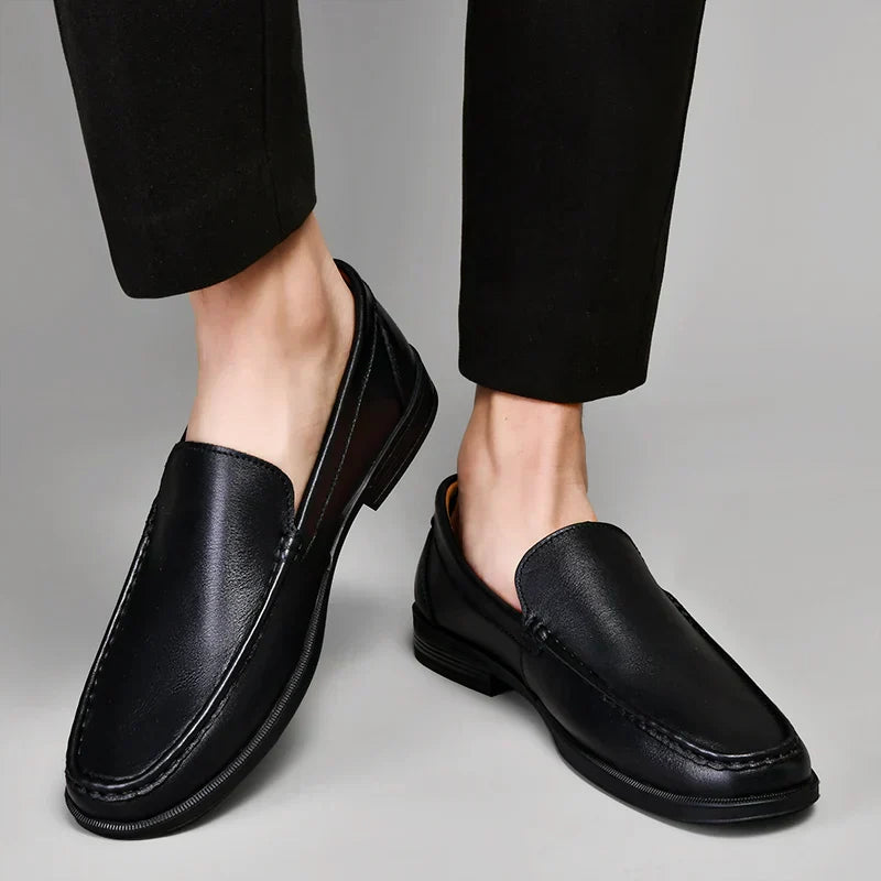 Barry Men's Slip-On Loafers Comfortable Leather Brown