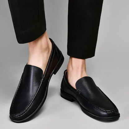 Barry Men's Slip-On Loafers Comfortable Leather Brown