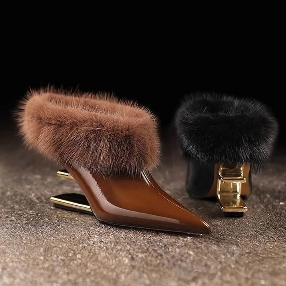 Alvina Women's Furry High Heels - VibreMode