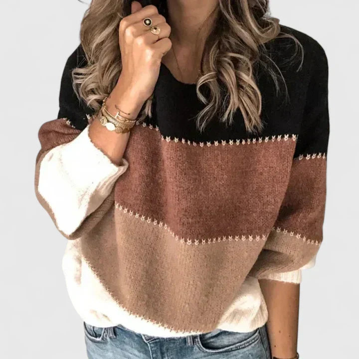 Fashionable Multi Color Crew Neck Sweater