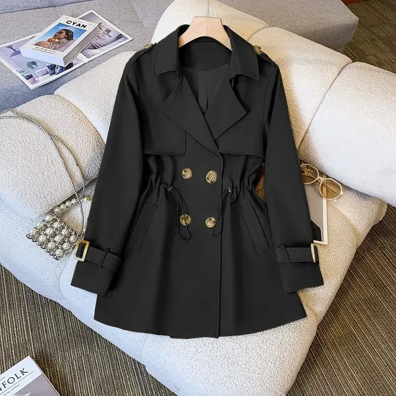 Women's Cotton Trench Coat Mid-Length Beige - VibreMode