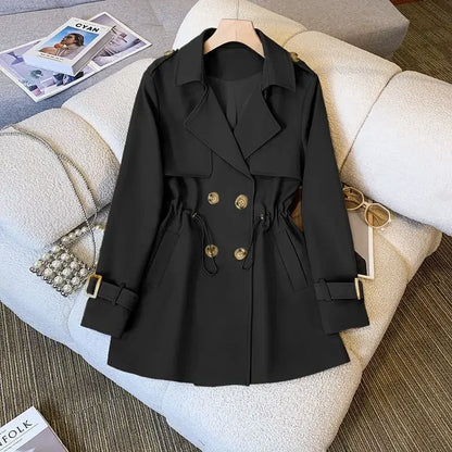 Women's Cotton Trench Coat Mid-Length Beige - VibreMode