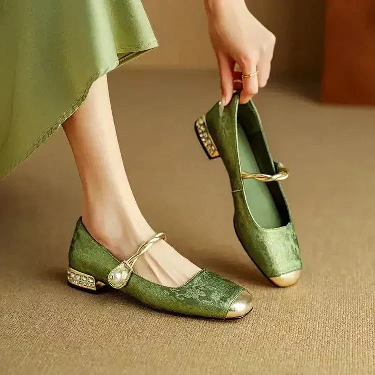 Sparkly Buckle Mary Jane Pumps for Women - VibreMode