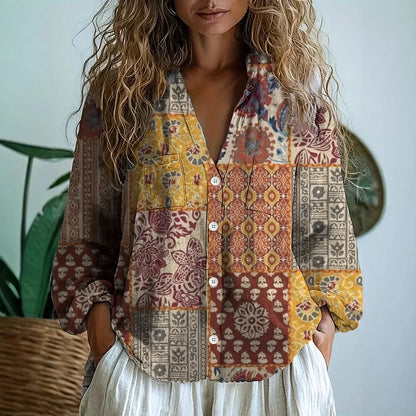 Women's Printed Long Sleeve Blouse