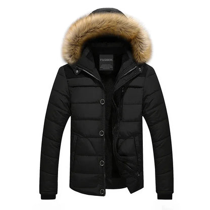 Men's Down Parka Wool Lined Warm Black