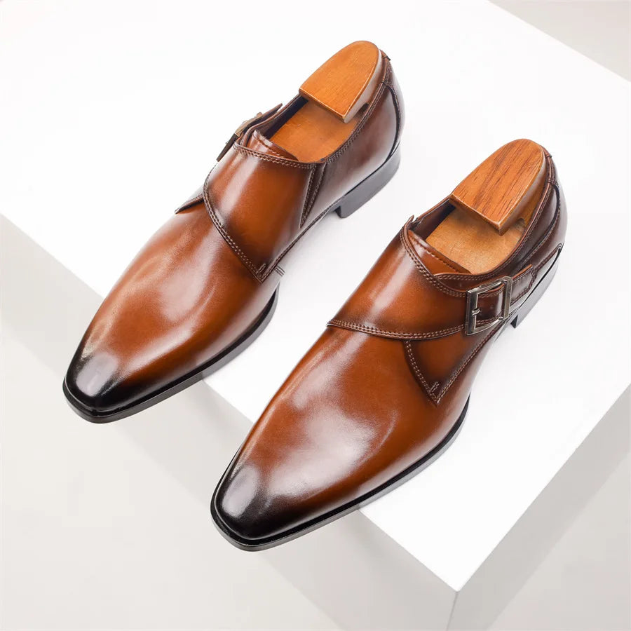 Men's Dress Shoes Single Buckle Strap