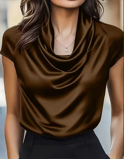Women's Satin Cowl Neck Shirt - VibreMode