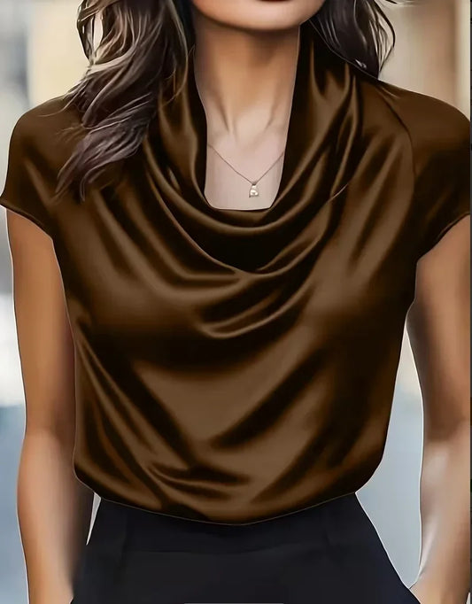 Women's Satin Cowl Neck Shirt - VibreMode