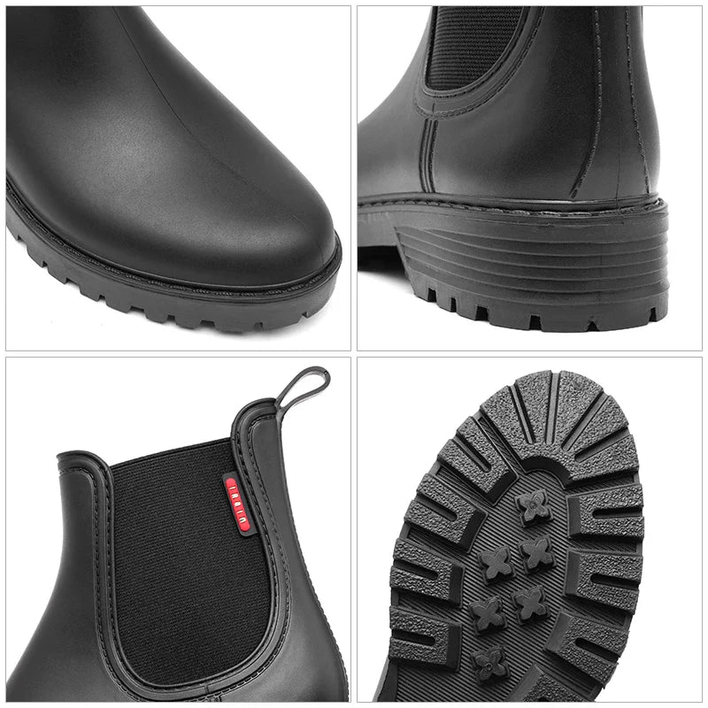 Women's Chelsea Boots Waterproof Rubber Sole Black
