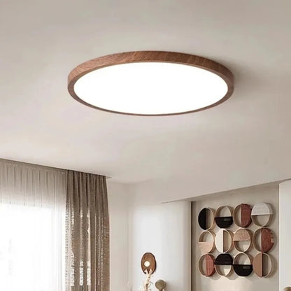 Circular Wooden Ceiling Light Walnut LED Ultrathin Indoor