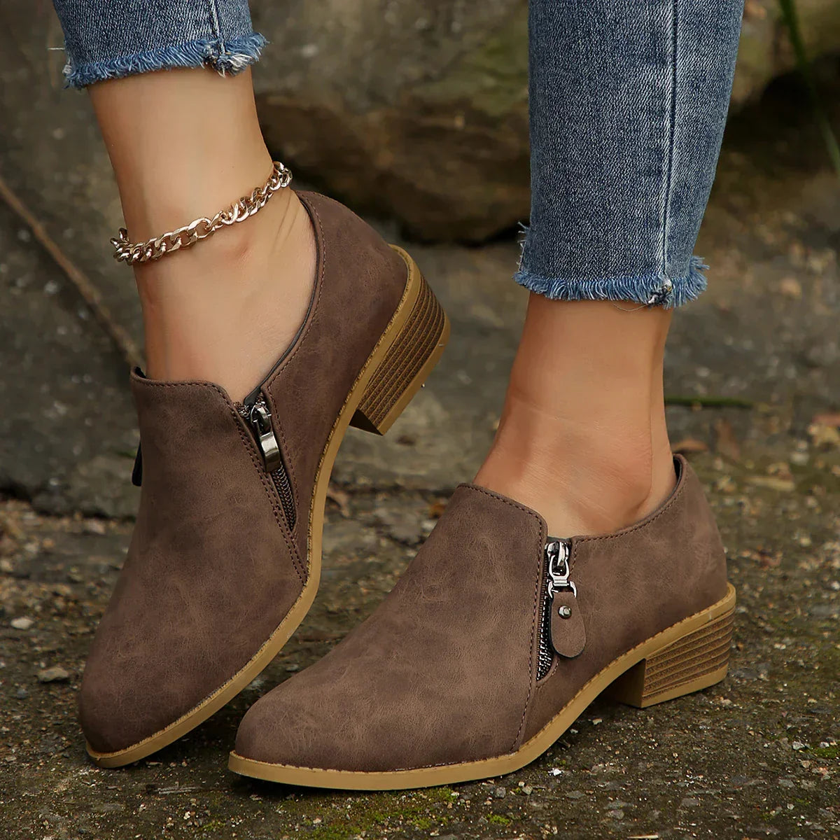 Waterproof Zip Up Ankle Boots