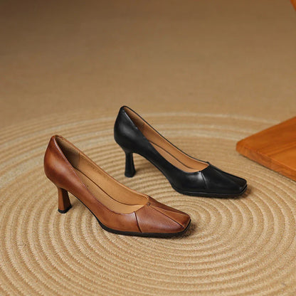 Brown Real Leather High Heels