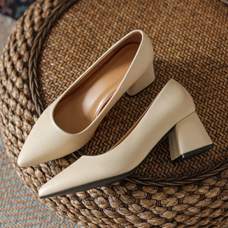 Elegant Genuine Leather High Heels