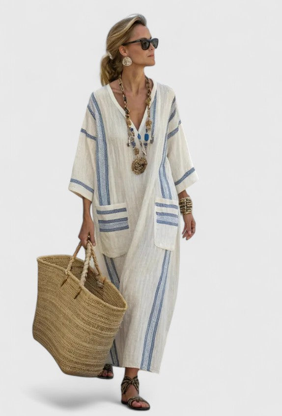 Relaxed Fit V Neck Maxi Dress for Women