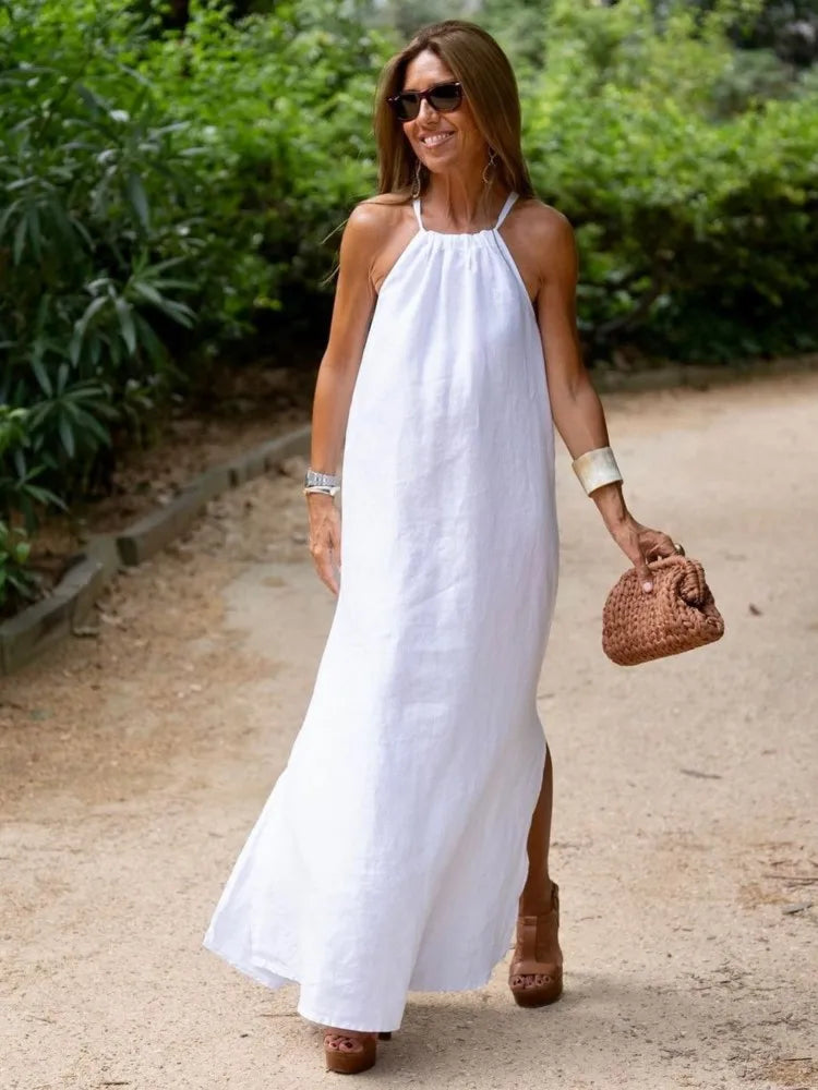 Women's Halter Dress Elegant Summer Cotton